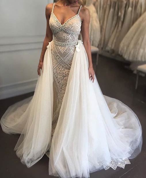 Modern Wedding Dress with Straps