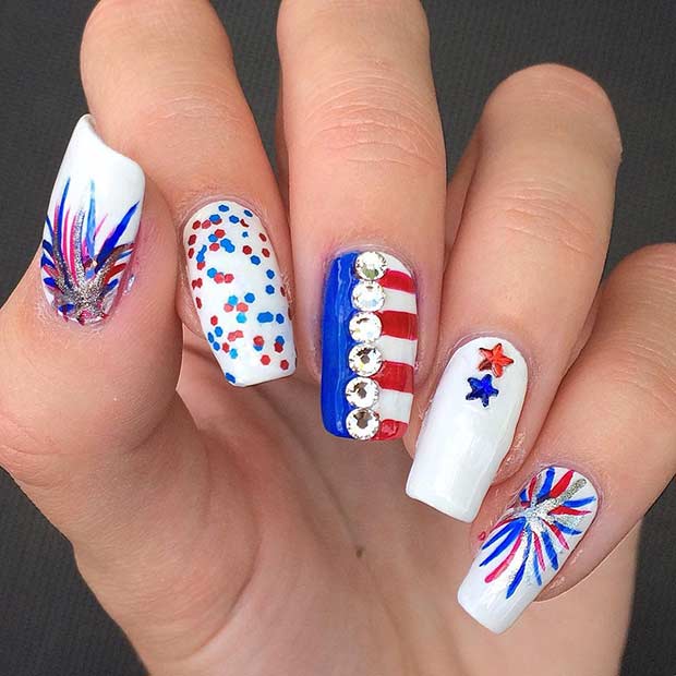Ватромет Nail Design for the 4th of July