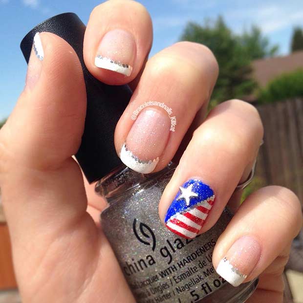 Француски Tip American Flag Accent Nail