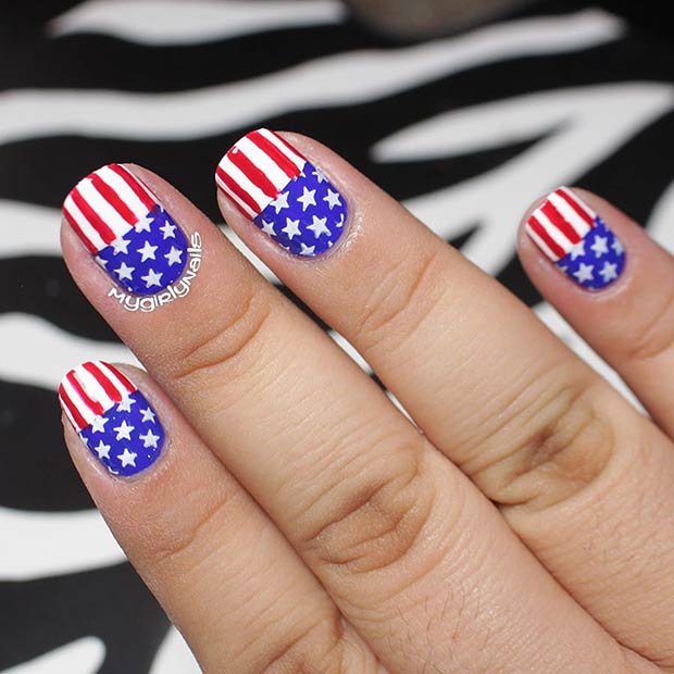 ameriški Flag Nail Art Idea