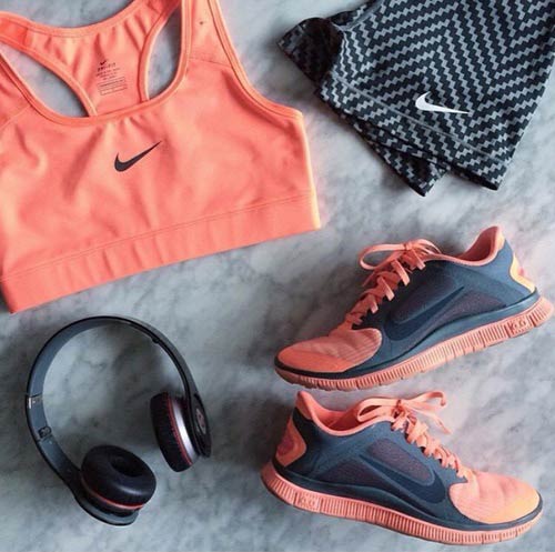 Neon Orange And Grey Workout Outfit