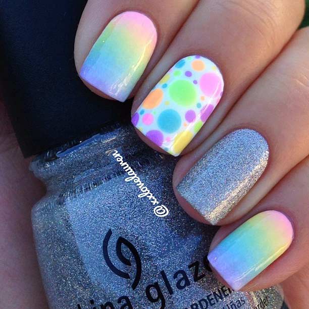 Раинбов Ombre Nail Design for Summer
