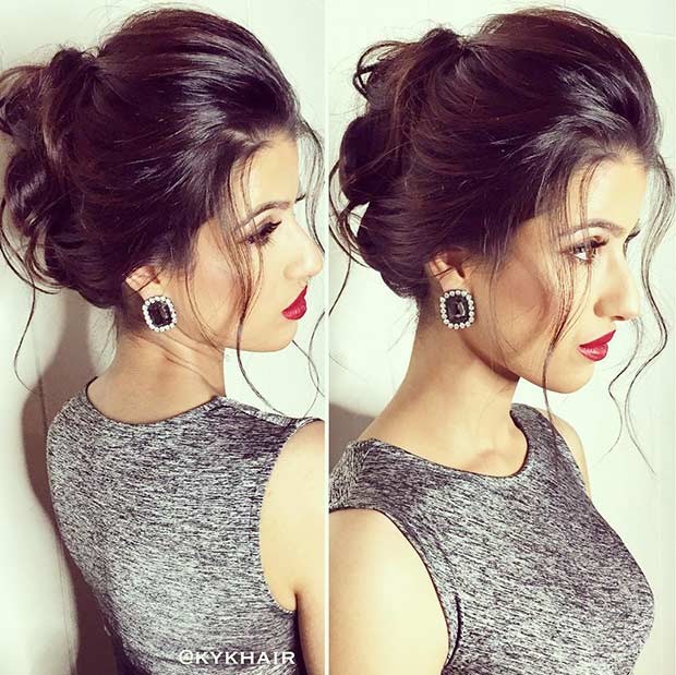 बन Updo for Strapless Dress