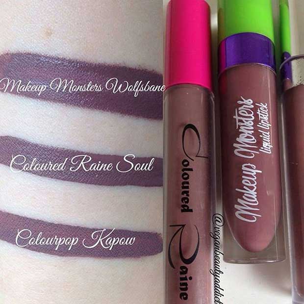 बैंगनी Brown Lipstick Swatches