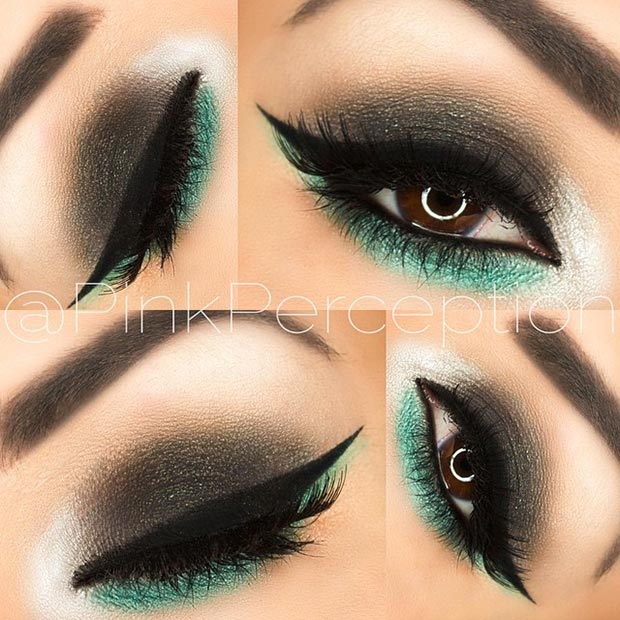 Crno and Green Eye Makeup Look