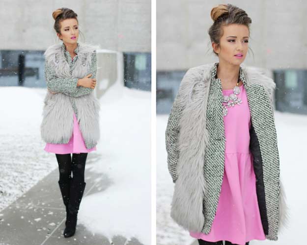 Rózsaszín and Grey Winter Outfit