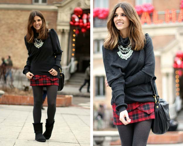 Плаид Skirt Ugg Boots Cute Winter Outfit