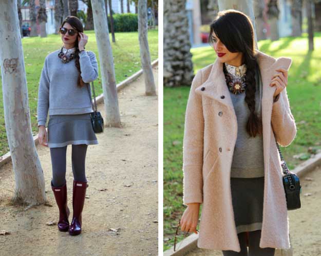Све Grey with Hunter Boots Outfit