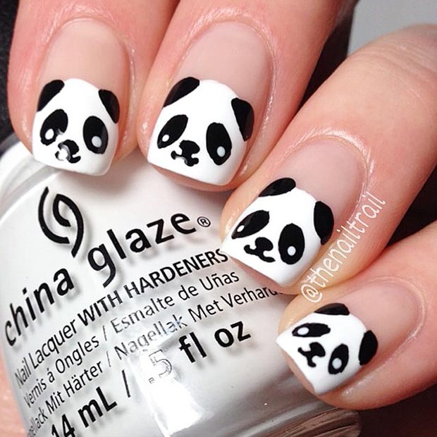 น่ารัก Panda Nails