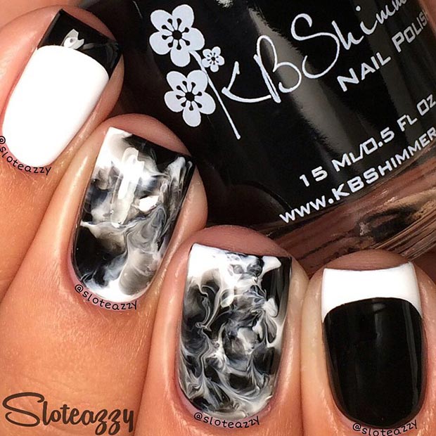 Cool Black and White Nail Design