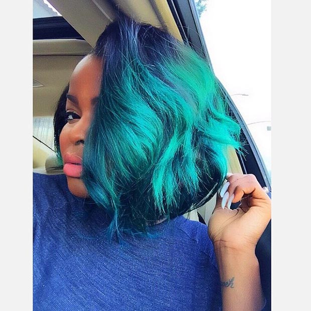 ירוק Bob Hairstyle for Black Women