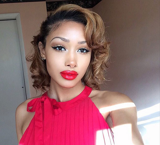 Kort Curled Light Brown Hairstyle for Black Women