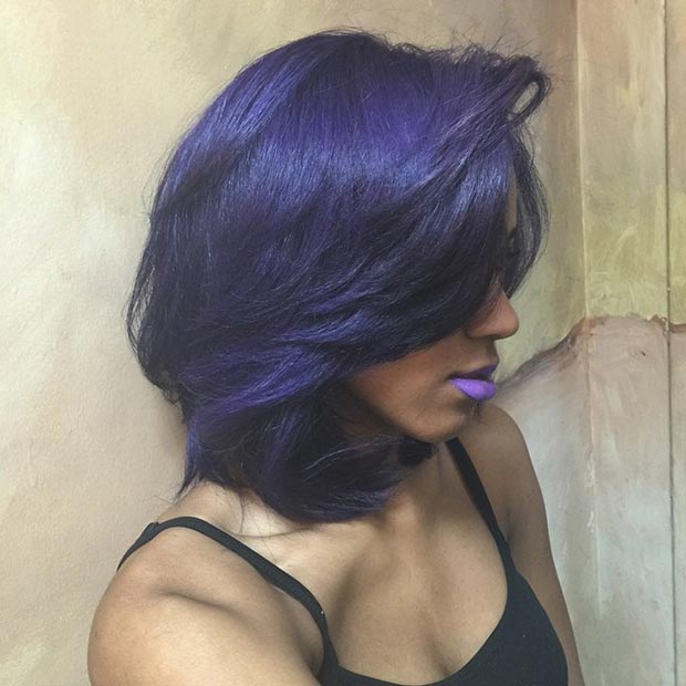 Layered Purple Bob for Black Women