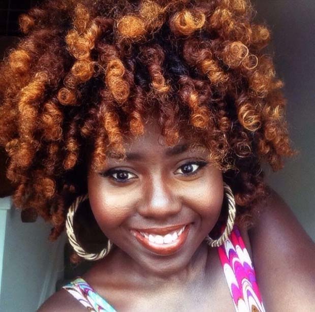 Auburn Gold Natural Curls Hairstyle