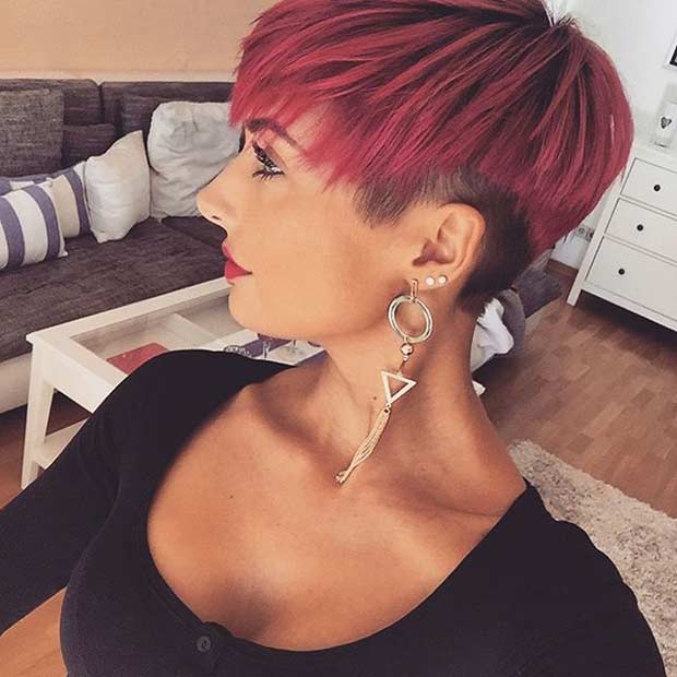 Lung Red Pixie Cut with an Undercut