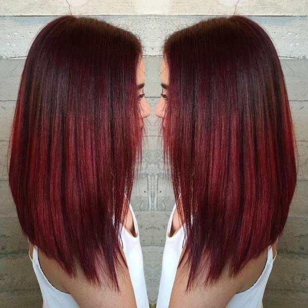 karanlık Red Medium Length Hairstyle