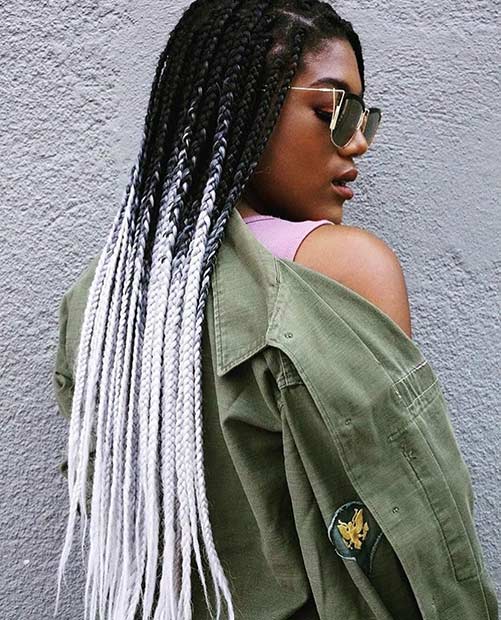 काली and White Ombre Poetic Justice Braids