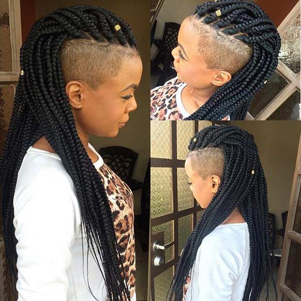 Poetic Justice Braids with Shaved Sides