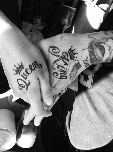 rege and Queen Matching Tattoos for Couples