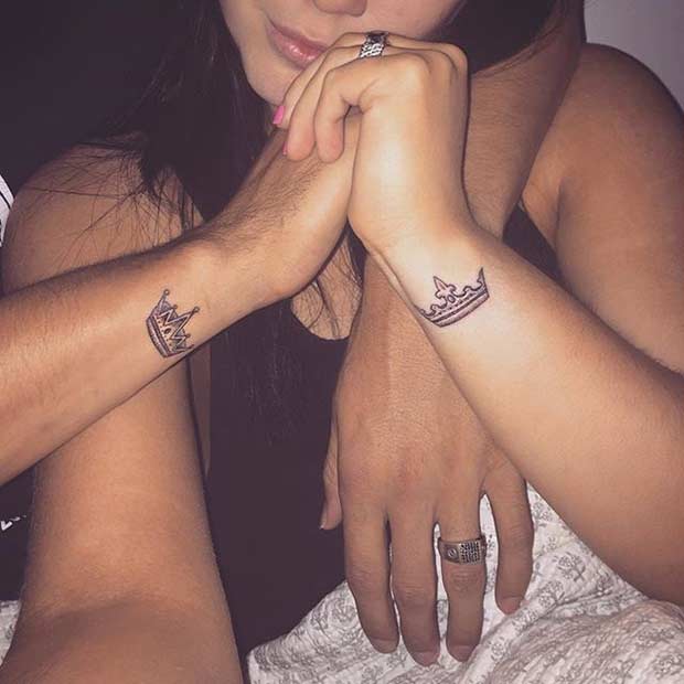 rege and Queen Arm Tattoos for Couples