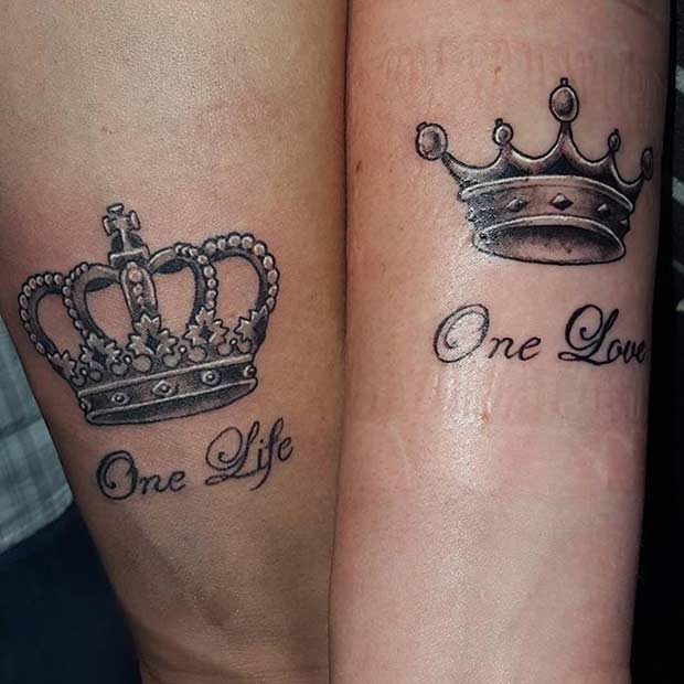กษัตริย์ and Queen Tattoos with Quotes