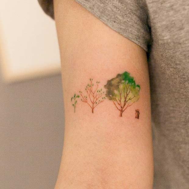 สีน้ำ Tree Tattoo 