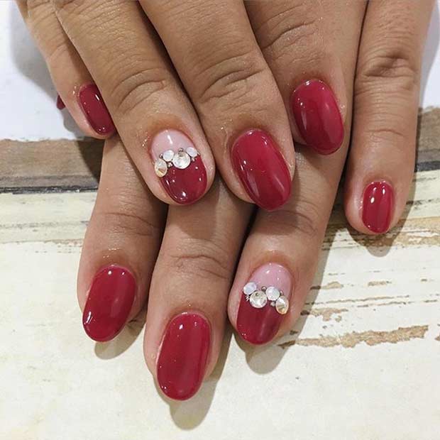 शिष्ट and Simple Red Nail Design