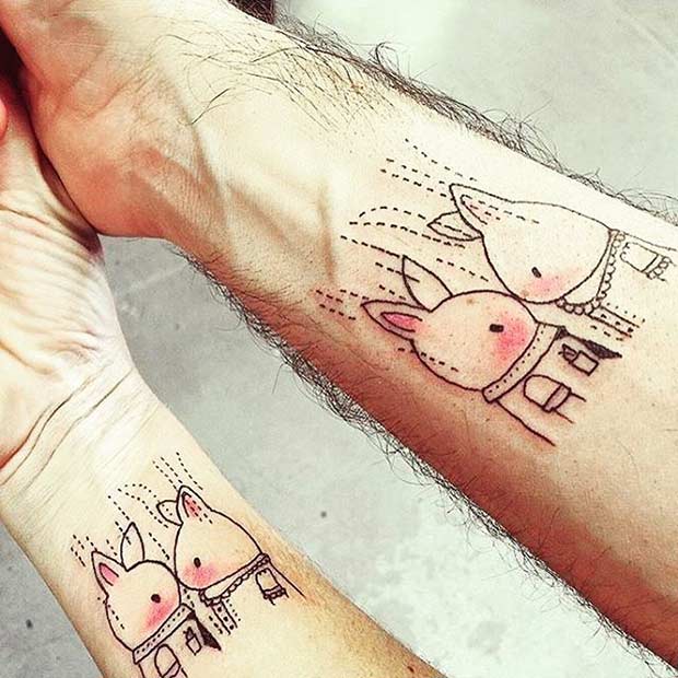 Söt Bunnies Couple Tattoos