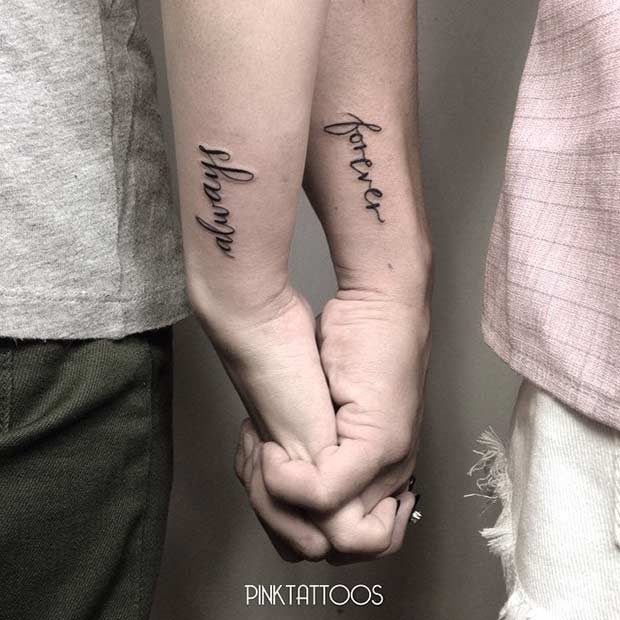 คู่ Always Forever Quote Tattoos