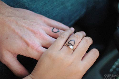 Matching Heart Finger Tattoos for Couples