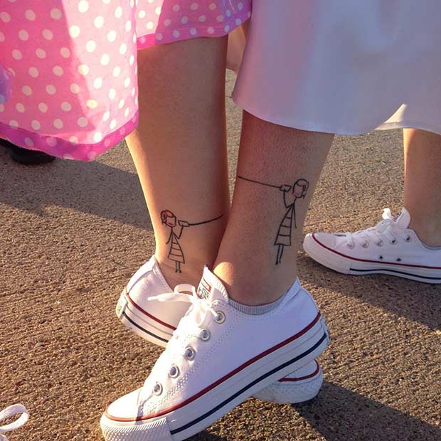 Sevimli Matching Sister Foot Tattoos