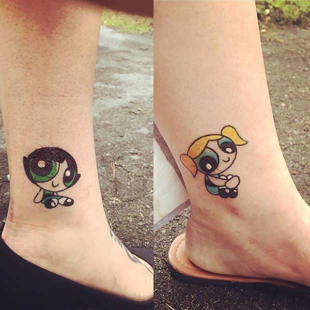 ה Powerpuff Girls Tattoos for Sisters