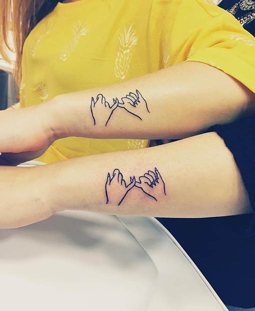 Rózsaszínű Swear Matching Sister Tattoos