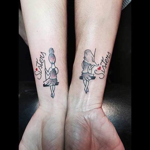 odgovarajući Sister Wrist Tattoos
