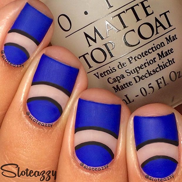 Плави Matte Nail Design for Short Nails