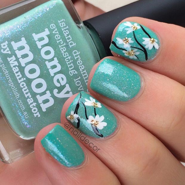 Blomma Turquoise Nail Design