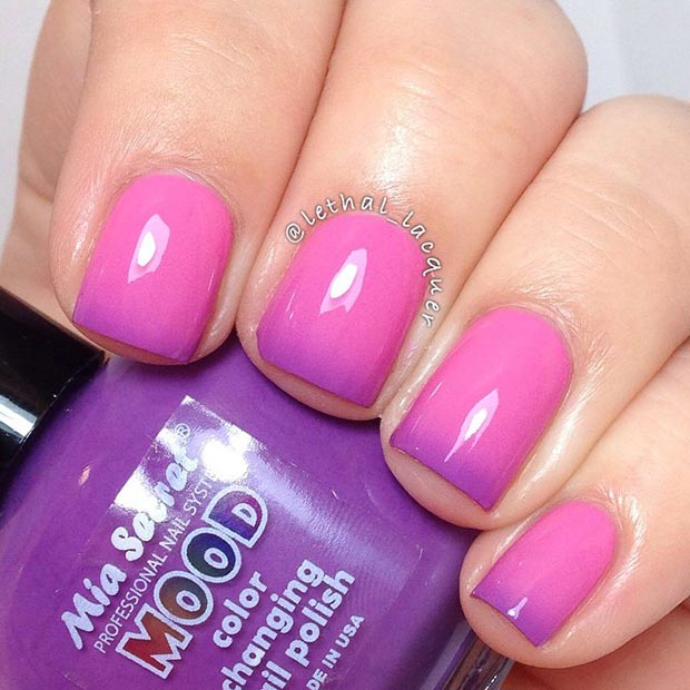 गुलाबी and Purple Nail Design