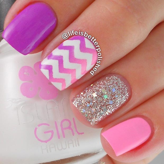 Lepo Pink and White Nail Design