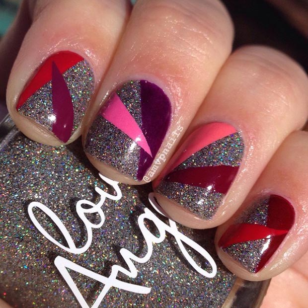 Glitter and Spikes Nail Design