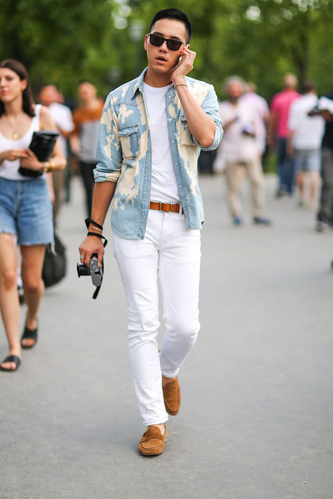 Улица style white jeans for men