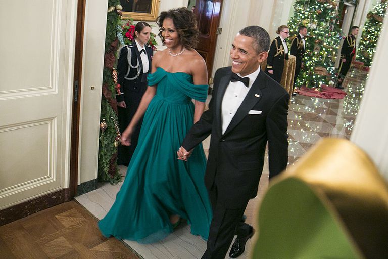 मिशेल Obama wearing Marchesa