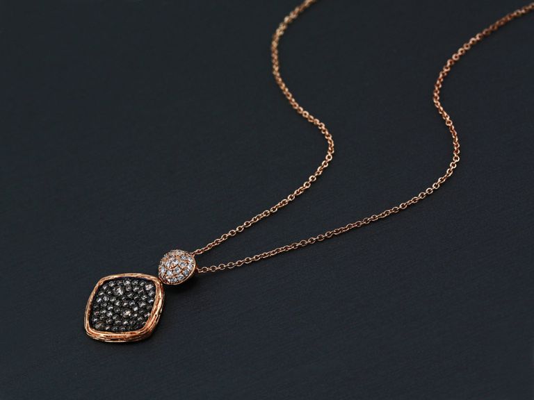 Rose Gold Necklace with champagne diamonds
