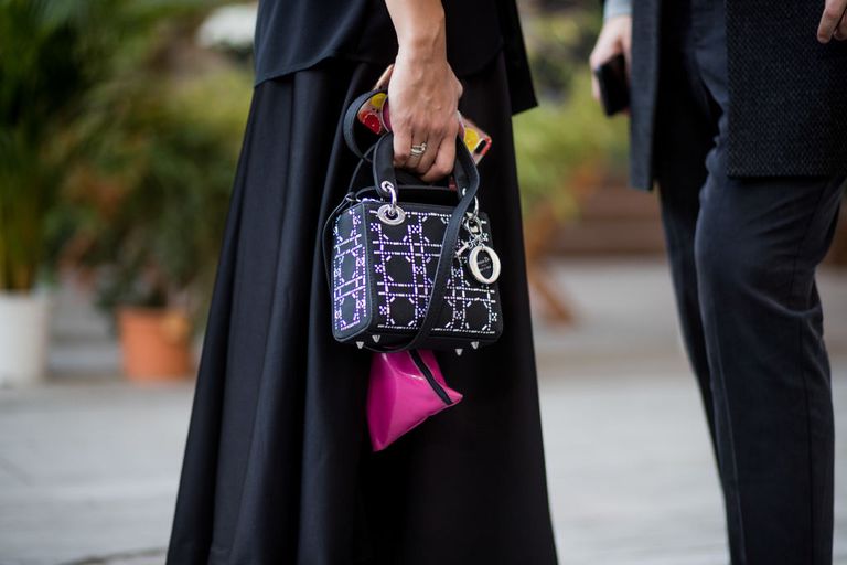 דיור handbag in street style fashion photo