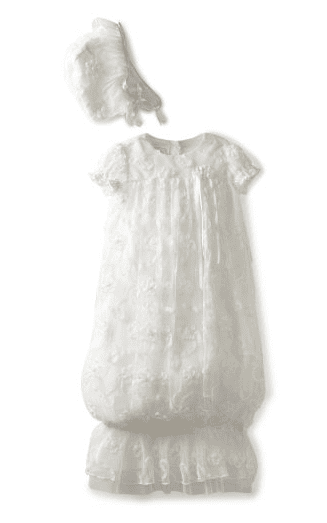 ביסקוטי Baby Girls Cherished Heirloom Embroidered Gown with Bonnet