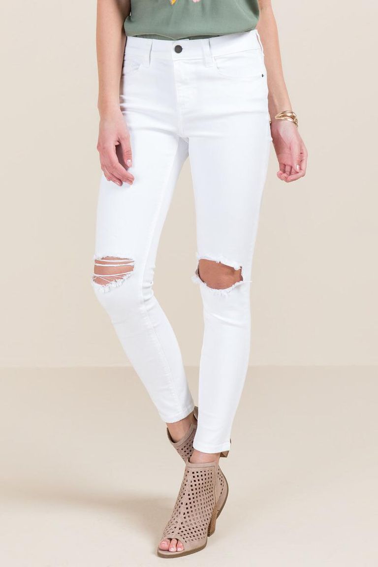 सफेद Ripped Jeans