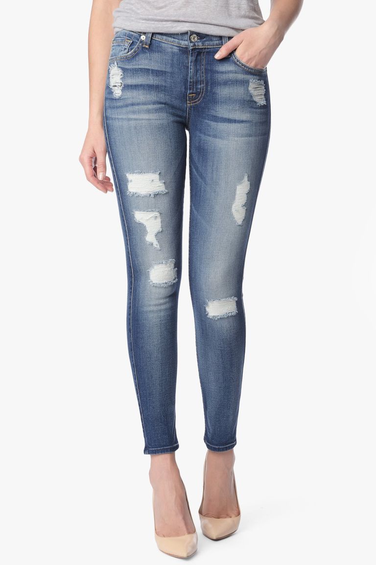 7 for All Mankind Distressed Ankle Skinny Jean