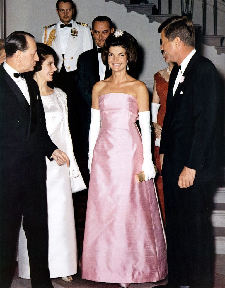 Jackie in a pink gown