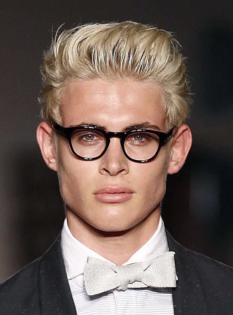 blond model with glasses