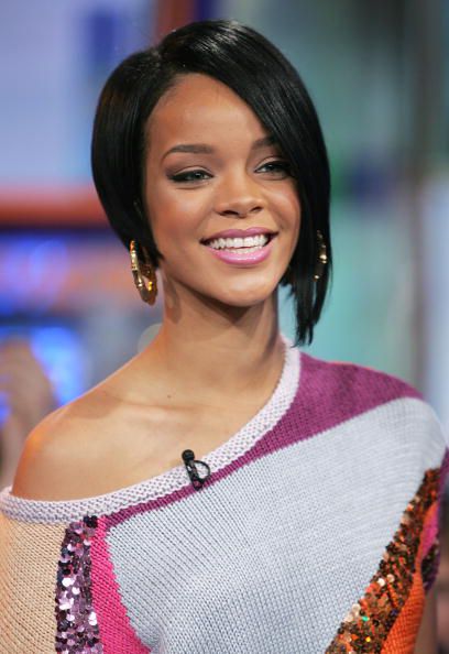 Rihanna with short asymetrical hair