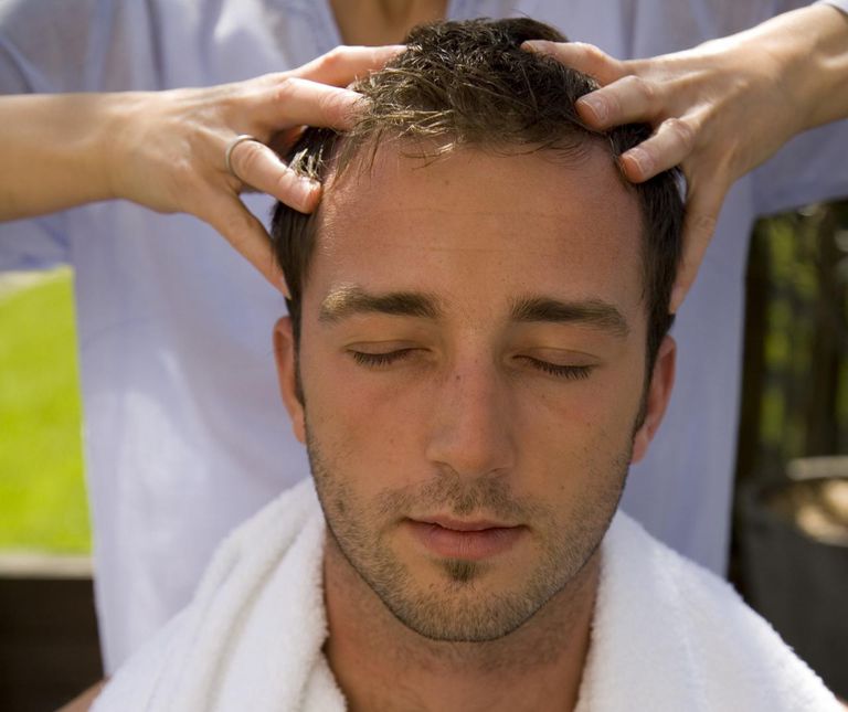 Adam getting scalp massage